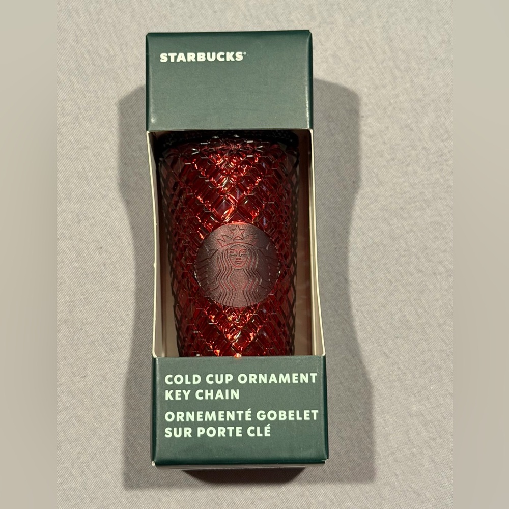 Starbucks Cold Cup Keychain Ornament - 2022 Merlot Red Jeweled New!